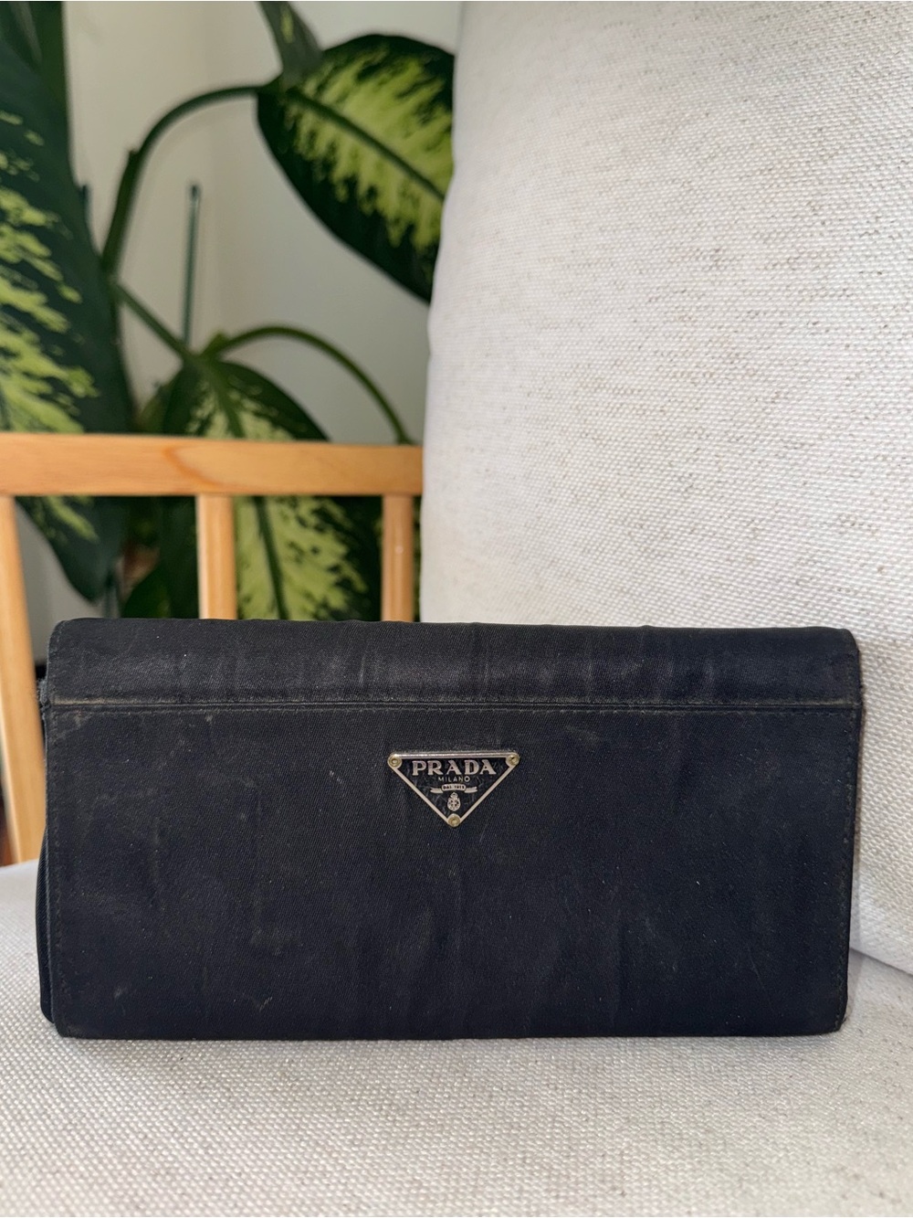 Vintage 1990s PRADA Authentic Black Nylon Womens Tessuto Sport Luxury Wallet 90s